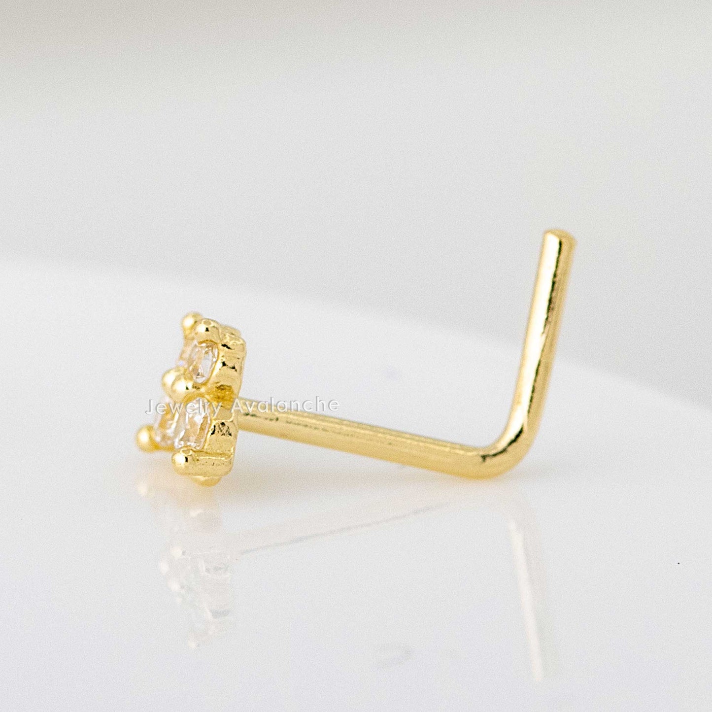 Jewelry Avalanche 20G 14K Yellow Gold Butterfly L-Shape Nose Ring Stud