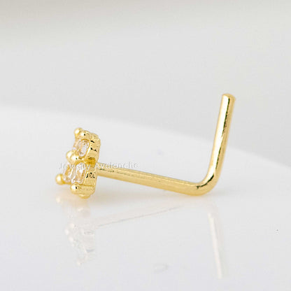 Jewelry Avalanche 20G 14K Yellow Gold Butterfly L-Shape Nose Ring Stud