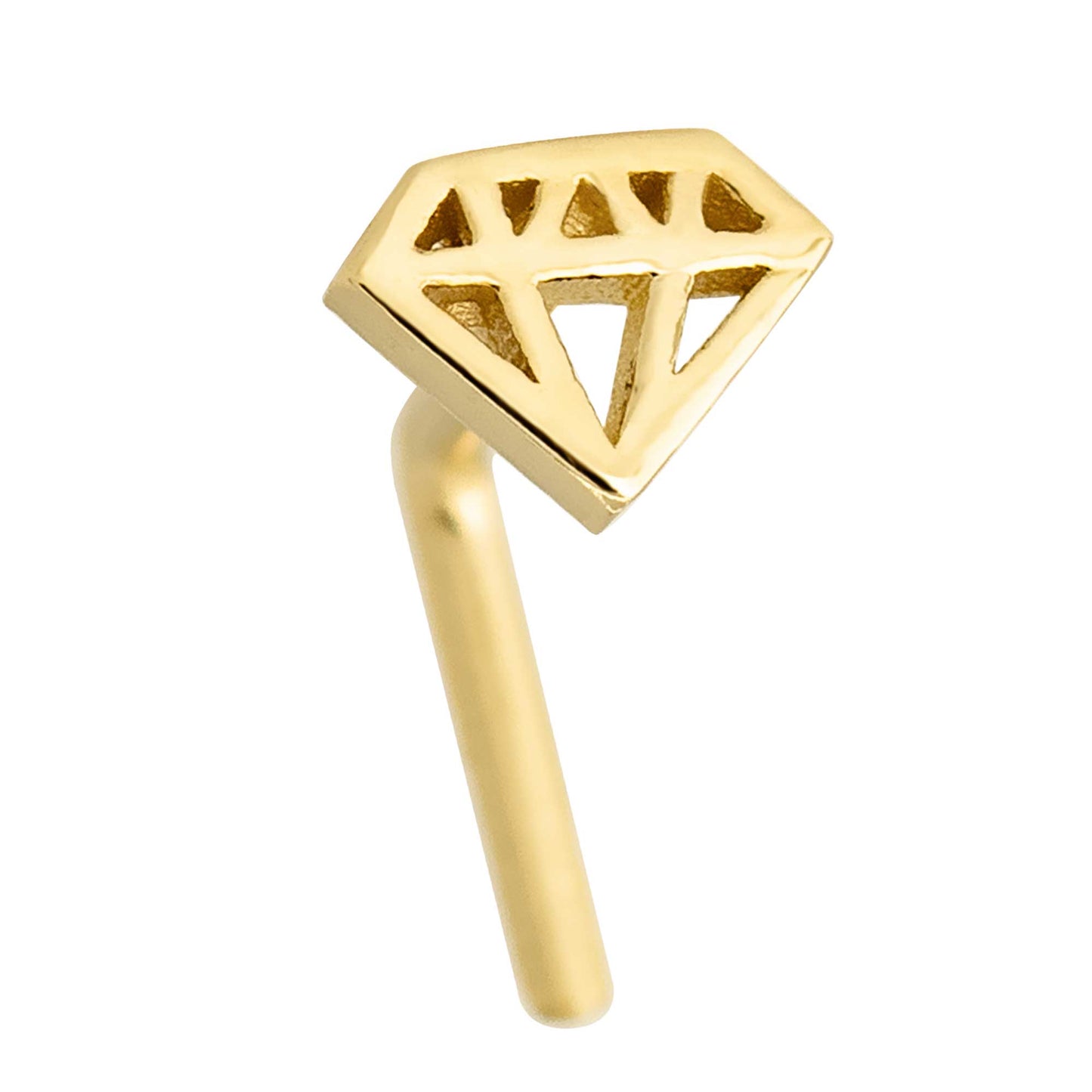 Jewelry Avalanche Diamond icon Top 20G 14K Yellow Gold L-shape Nose Ring Stud