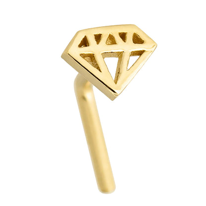 Jewelry Avalanche Diamond icon Top 20G 14K Yellow Gold L-shape Nose Ring Stud