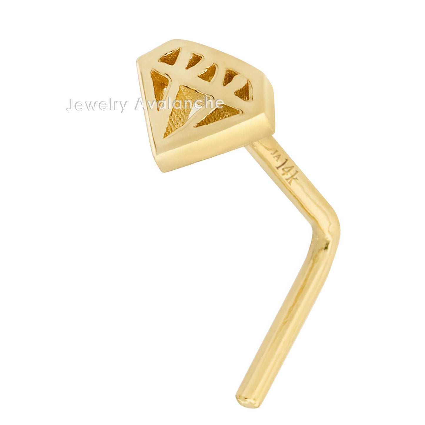 Jewelry Avalanche Diamond icon Top 20G 14K Yellow Gold L-shape Nose Ring Stud