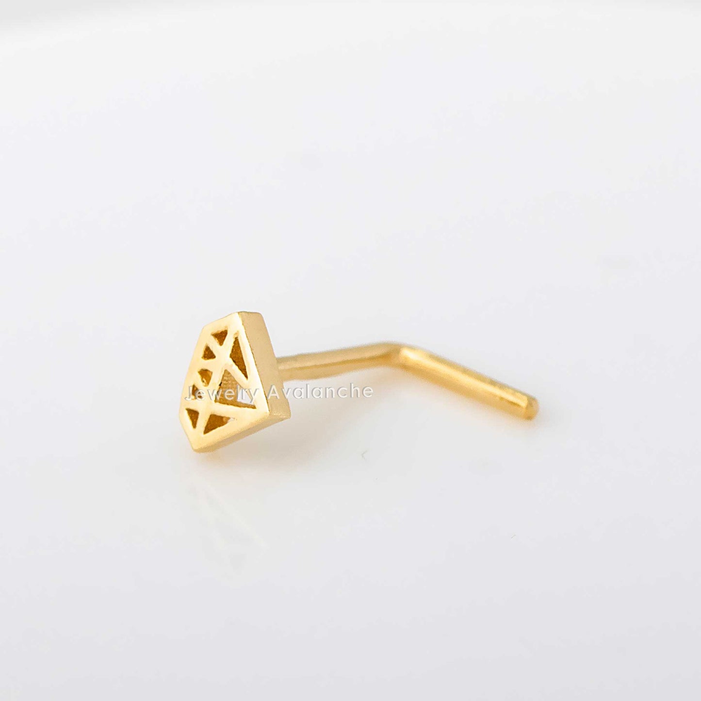 Jewelry Avalanche Diamond icon Top 20G 14K Yellow Gold L-shape Nose Ring Stud