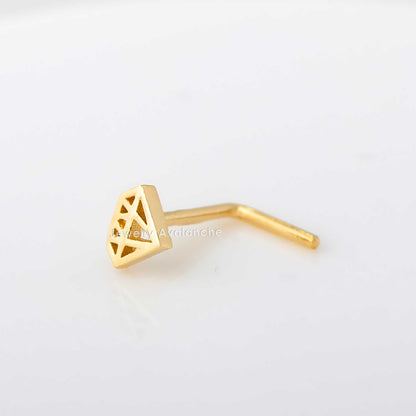 Jewelry Avalanche Diamond icon Top 20G 14K Yellow Gold L-shape Nose Ring Stud