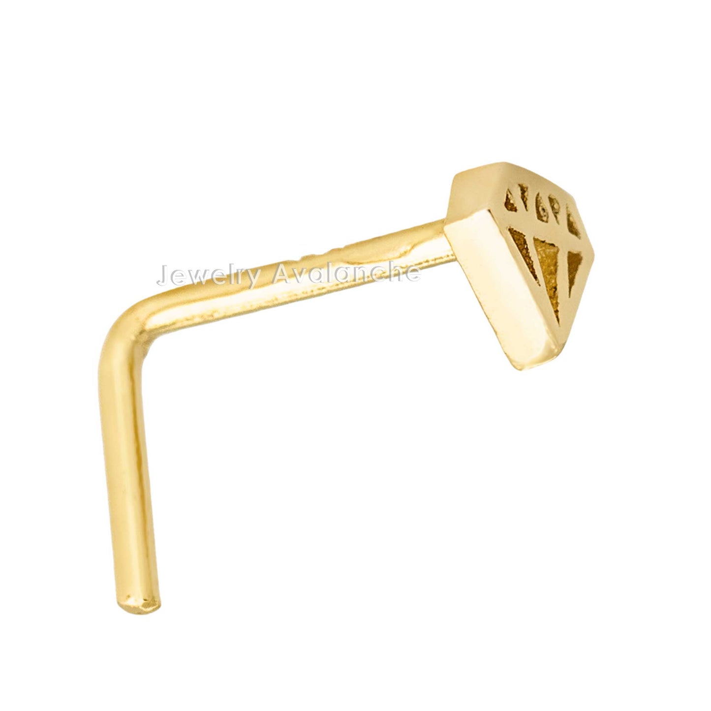 Jewelry Avalanche Diamond icon Top 20G 14K Yellow Gold L-shape Nose Ring Stud