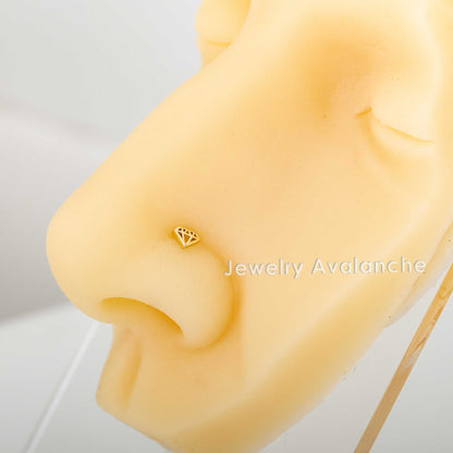 Jewelry Avalanche Diamond icon Top 20G 14K Yellow Gold L-shape Nose Ring Stud