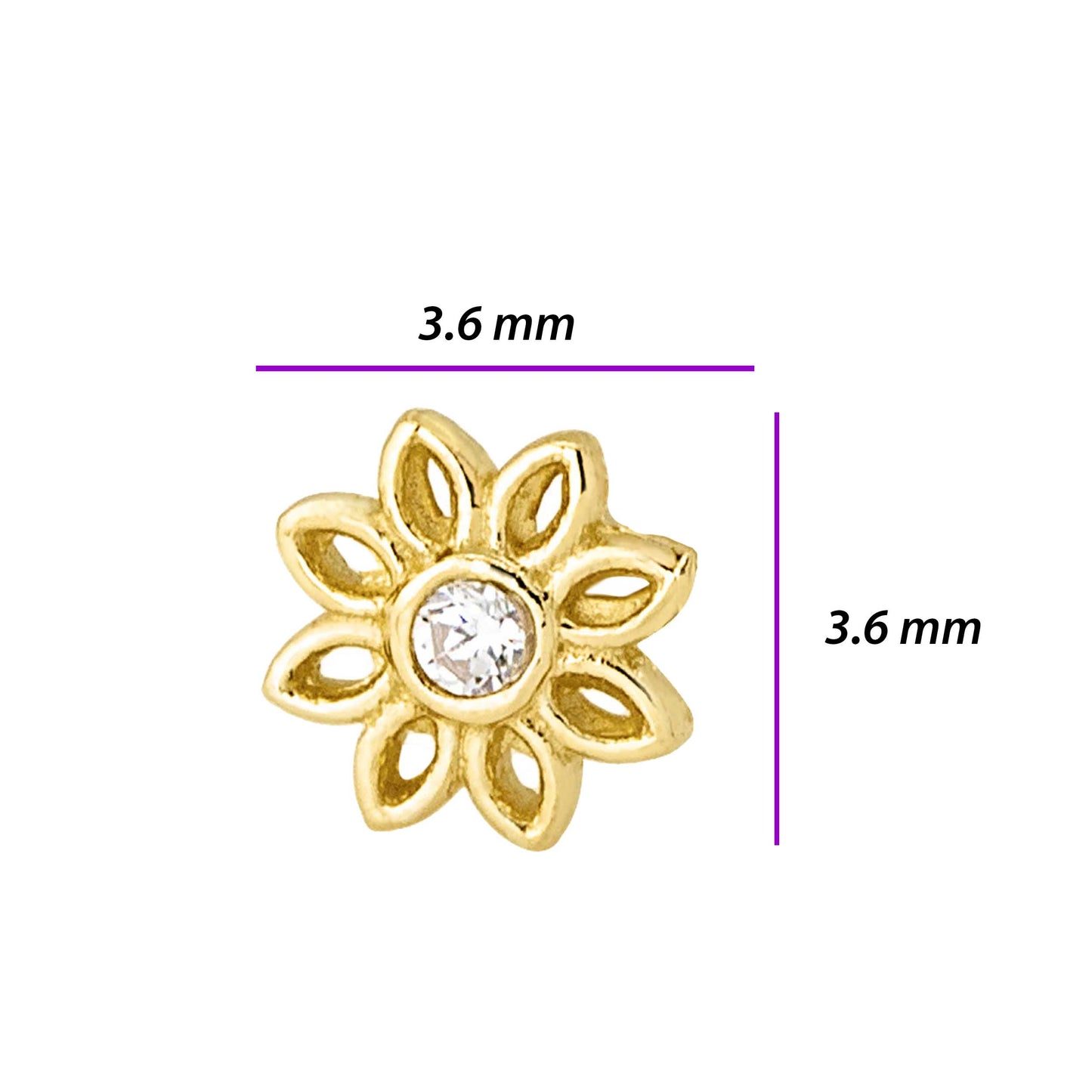 Jewelry Avalanche 20G 14K Yellow Gold Sunflower L-shape Nose Ring Stud