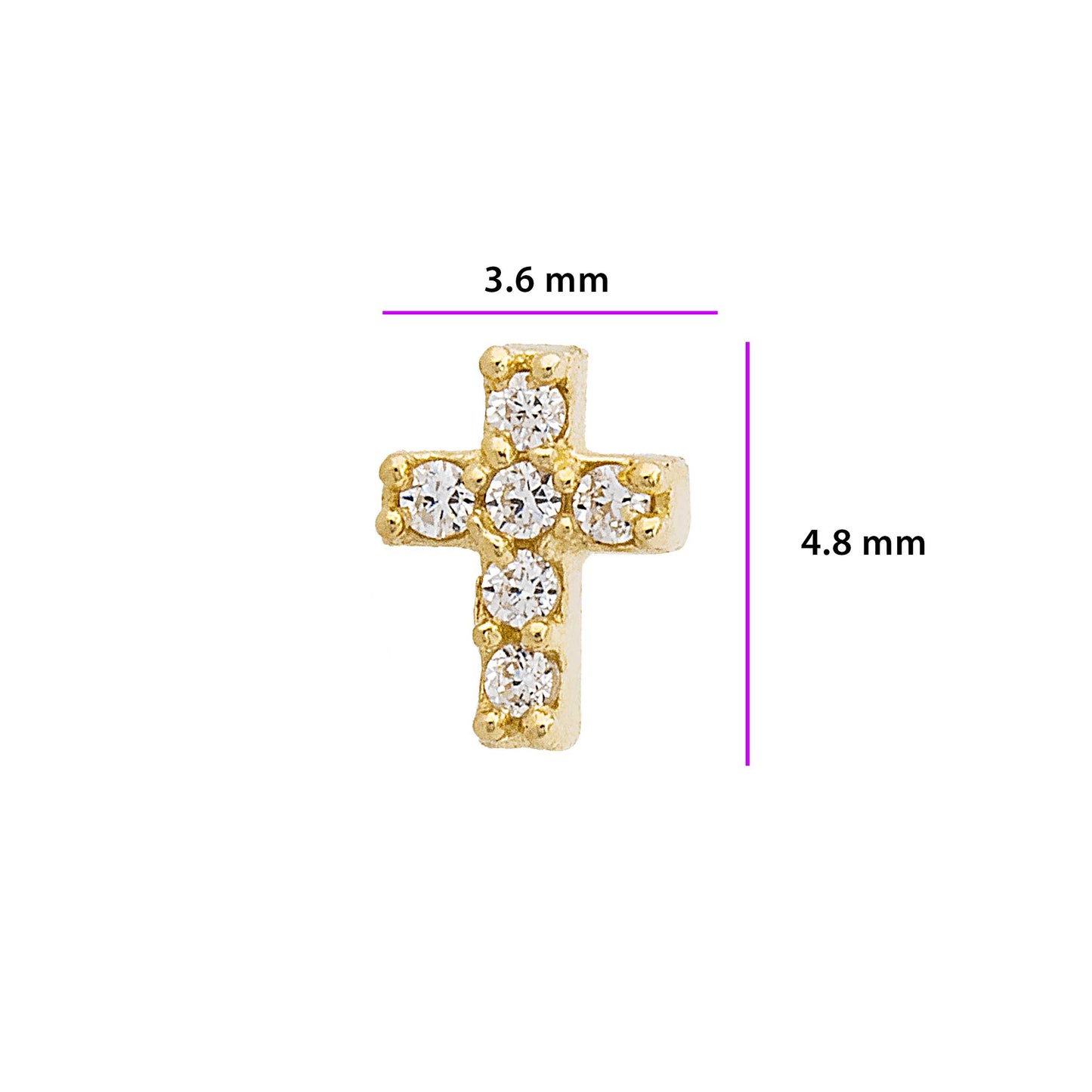 Jewelry Avalanche 20G 14K Gold L-Shape Cross Nose Stud – CZ Accented Religious Nose Jewelry
