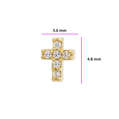 Jewelry Avalanche 20G 14K Gold L-Shape Cross Nose Stud – CZ Accented Religious Nose Jewelry