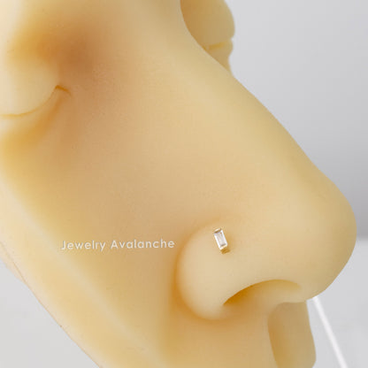 Jewelry Avalanche 20G 14K Gold L-Shape Nose Stud – Bar Set Baguette CZ Nose Jewelry
