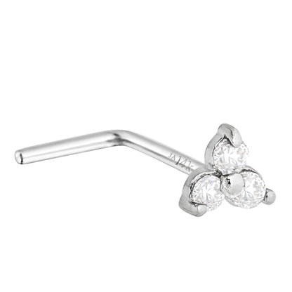 Jewelry Avalanche 22G 14K Gold 3-stone 0.03ctw Moissanite L-Shape Nose Stud