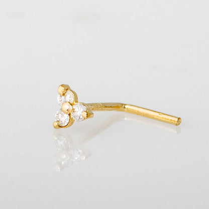 Jewelry Avalanche 22G 14K Gold 3-stone 0.03ctw Moissanite L-Shape Nose Stud