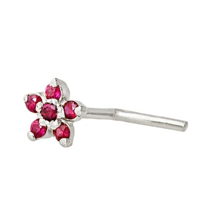 Jewelry Avalanche 22G Solid 14K Gold Ruby Flower L-shape Nose Stud