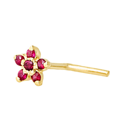 Jewelry Avalanche 22G Solid 14K Gold Ruby Flower L-shape Nose Stud