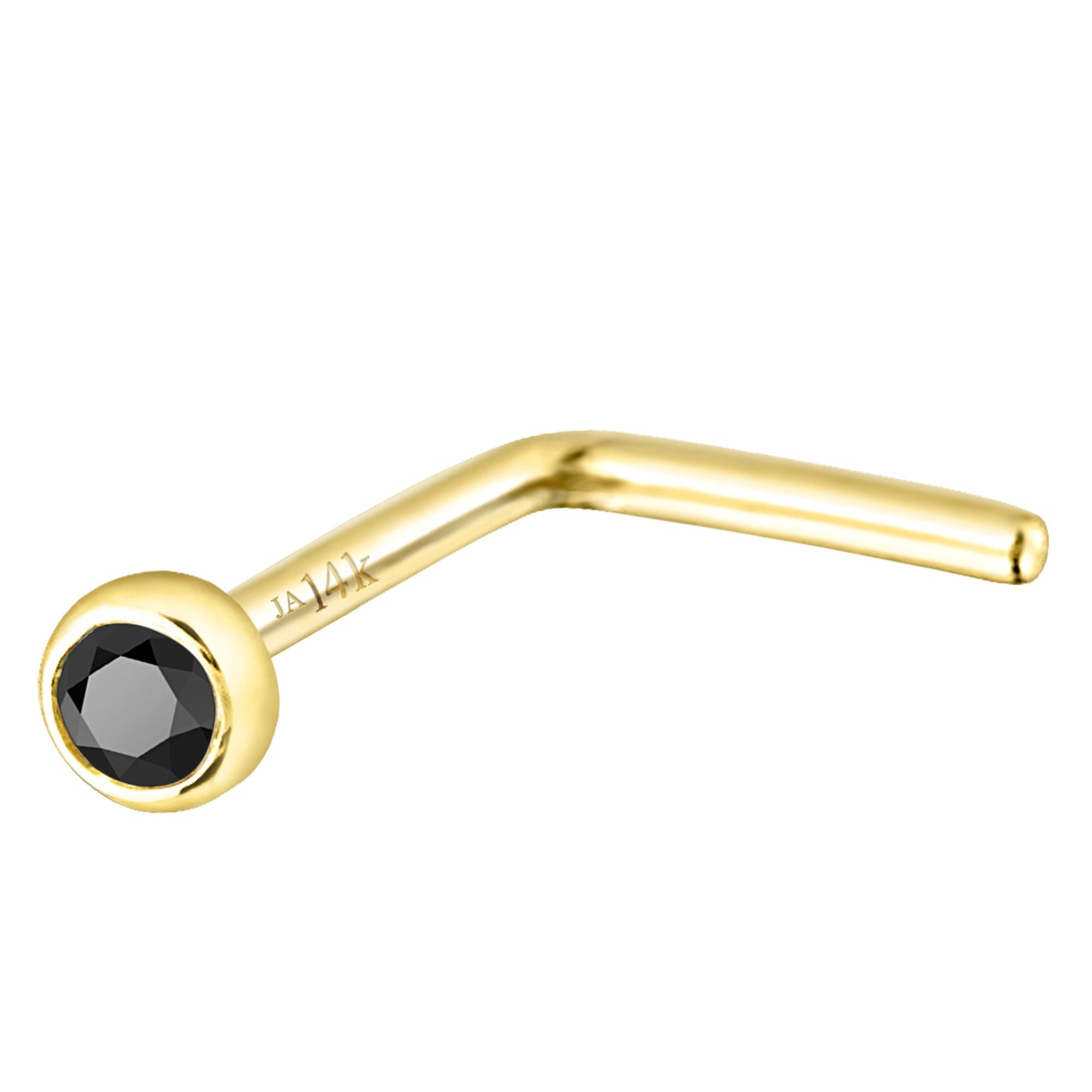 Jewelry Avalanche 22G 14K Gold Bezel-set Black Diamond L-shape Nose Stud