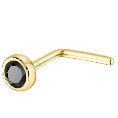 Jewelry Avalanche 22G 14K Gold Bezel-set Black Diamond L-shape Nose Stud