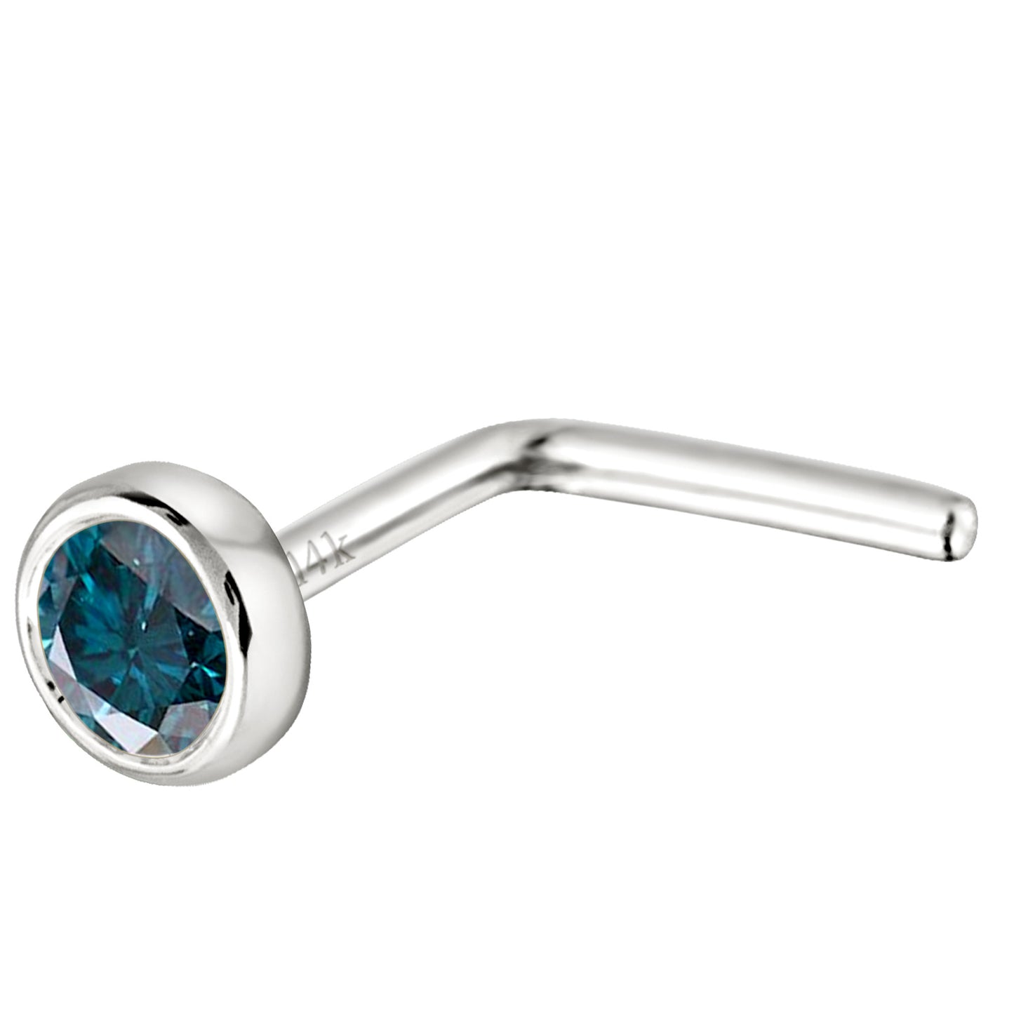 Jewelry Avalanche 22G 14K Gold Bezel-set Blue Diamond L-shape Nose Stud