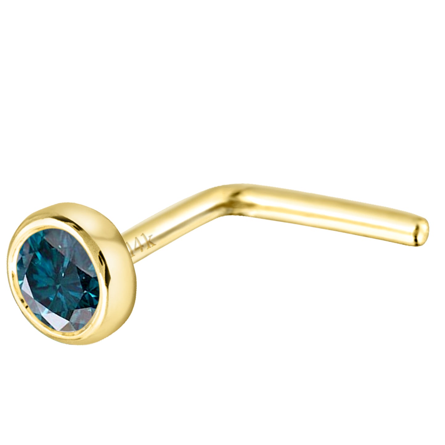Jewelry Avalanche 22G 14K Gold Bezel-set Blue Diamond L-shape Nose Stud