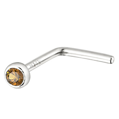 Jewelry Avalanche 22G 14K Gold Bezel-set Citrine L-shape Nose Stud