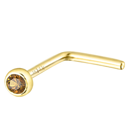 Jewelry Avalanche 22G 14K Gold Bezel-set Citrine L-shape Nose Stud