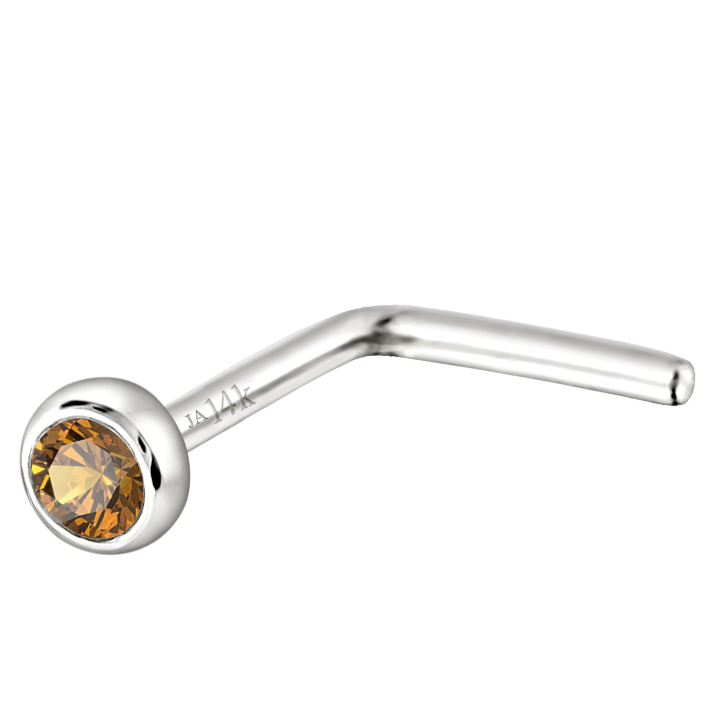 Jewelry Avalanche 22G 14K Gold Bezel-set Citrine L-shape Nose Stud