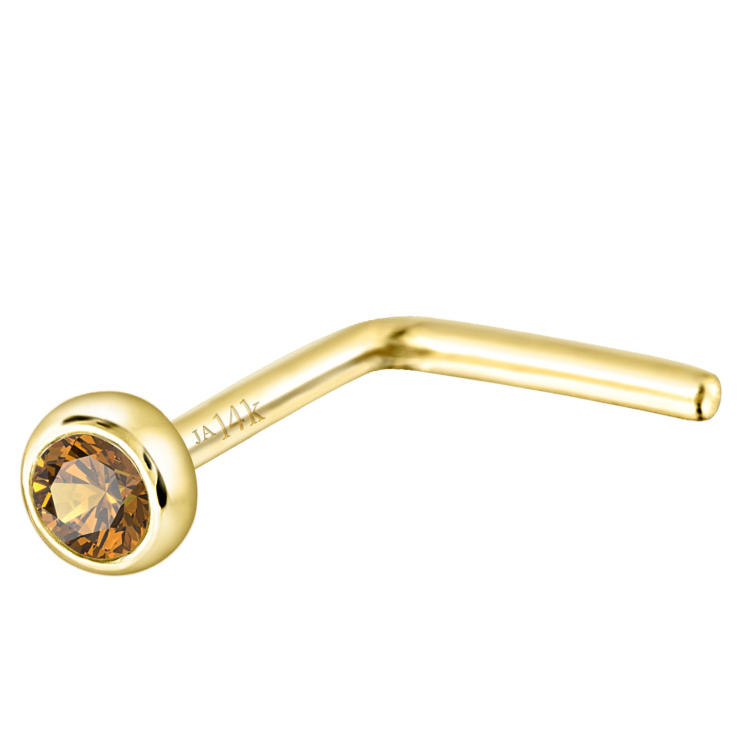 Jewelry Avalanche 22G 14K Gold Bezel-set Citrine L-shape Nose Stud