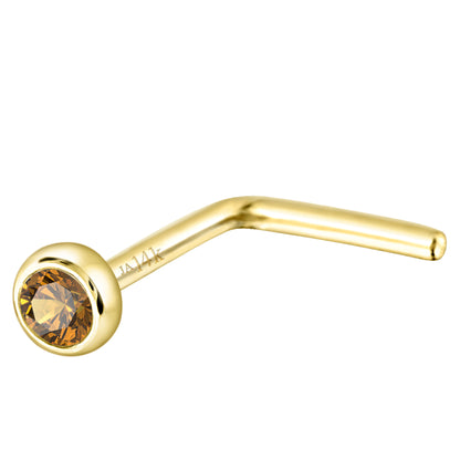 Jewelry Avalanche 22G 14K Gold Bezel-set Citrine L-shape Nose Stud