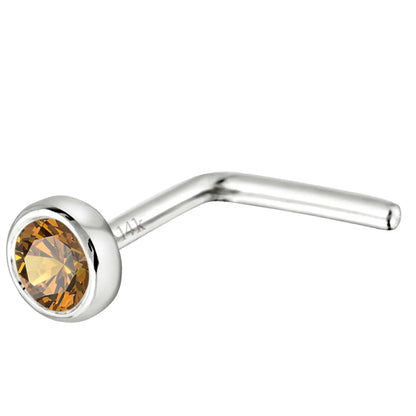 Jewelry Avalanche 22G 14K Gold Bezel-set Citrine L-shape Nose Stud