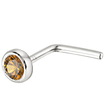 Jewelry Avalanche 22G 14K Gold Bezel-set Citrine L-shape Nose Stud