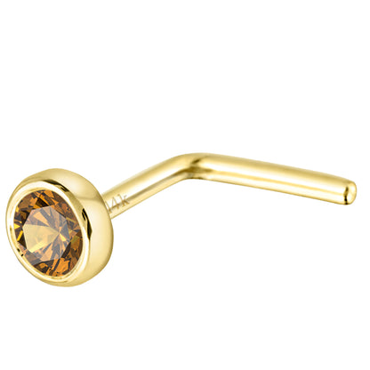 Jewelry Avalanche 22G 14K Gold Bezel-set Citrine L-shape Nose Stud