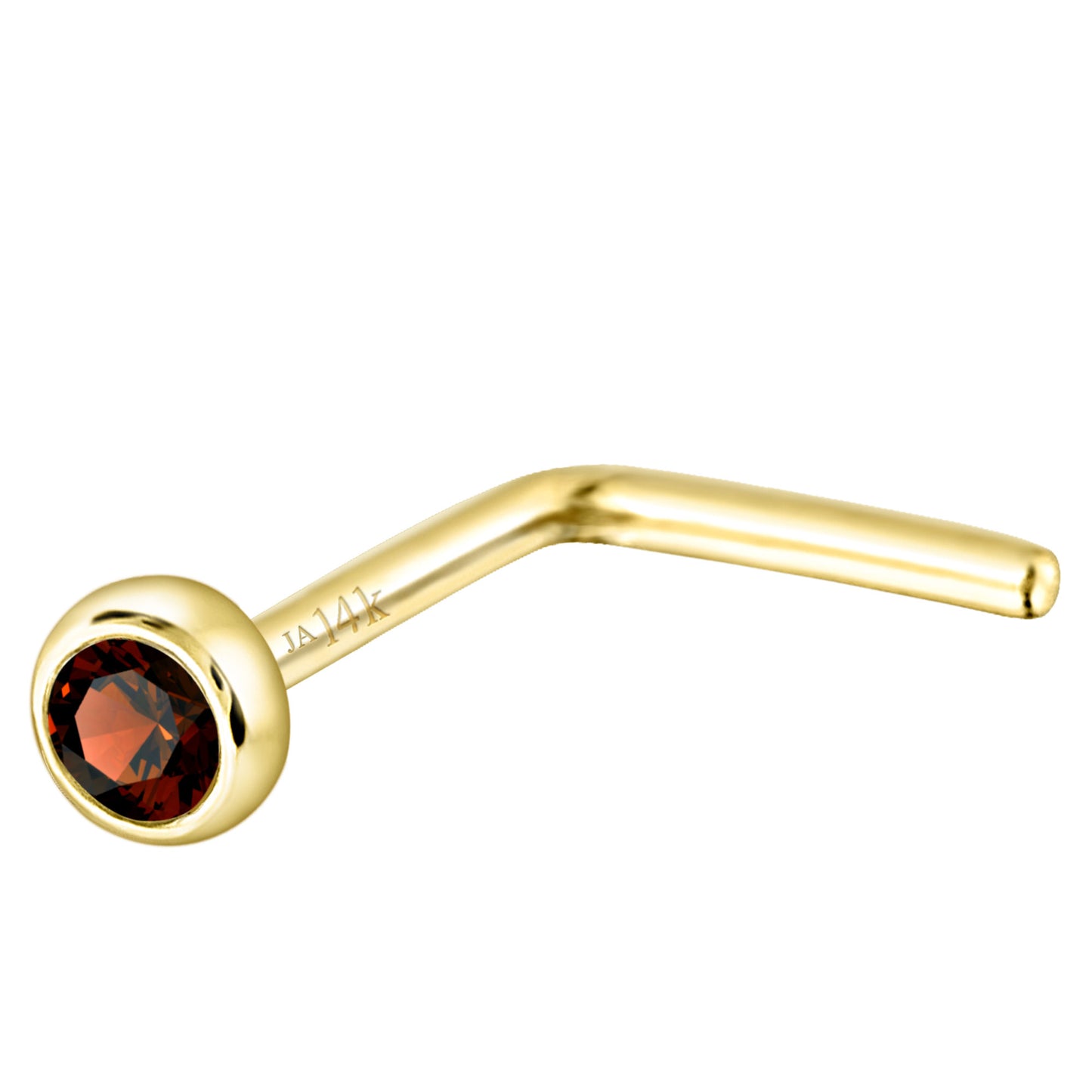 Jewelry Avalanche 22G 14K Gold Bezel-set Garnet L-shape Nose Stud