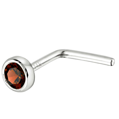 Jewelry Avalanche 22G 14K Gold Bezel-set Garnet L-shape Nose Stud