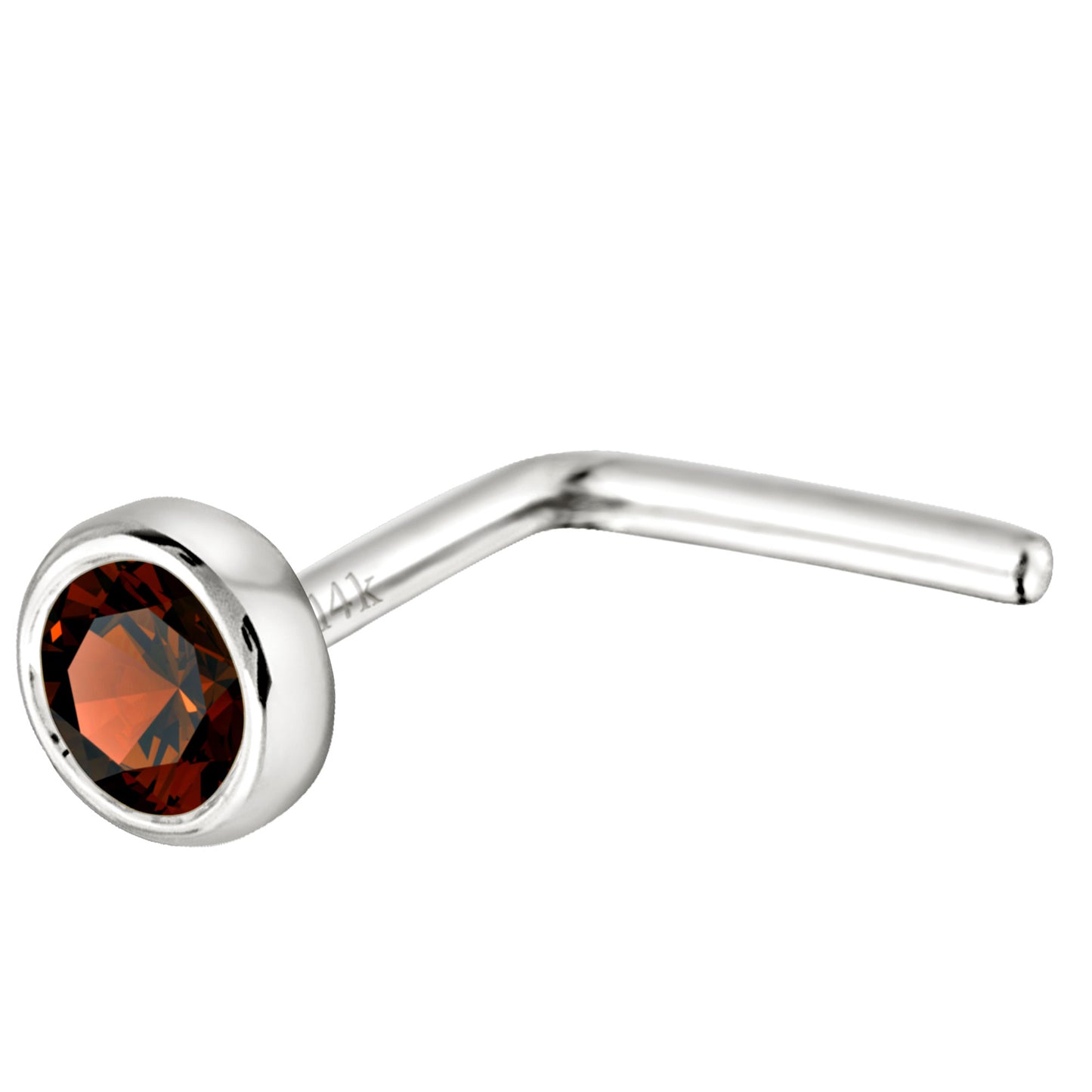 Jewelry Avalanche 22G 14K Gold Bezel-set Garnet L-shape Nose Stud