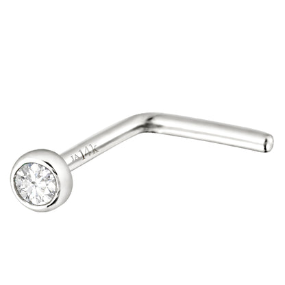 Jewelry Avalanche 22G 14K Gold Bezel-set Moissanite L-shape Nose Stud