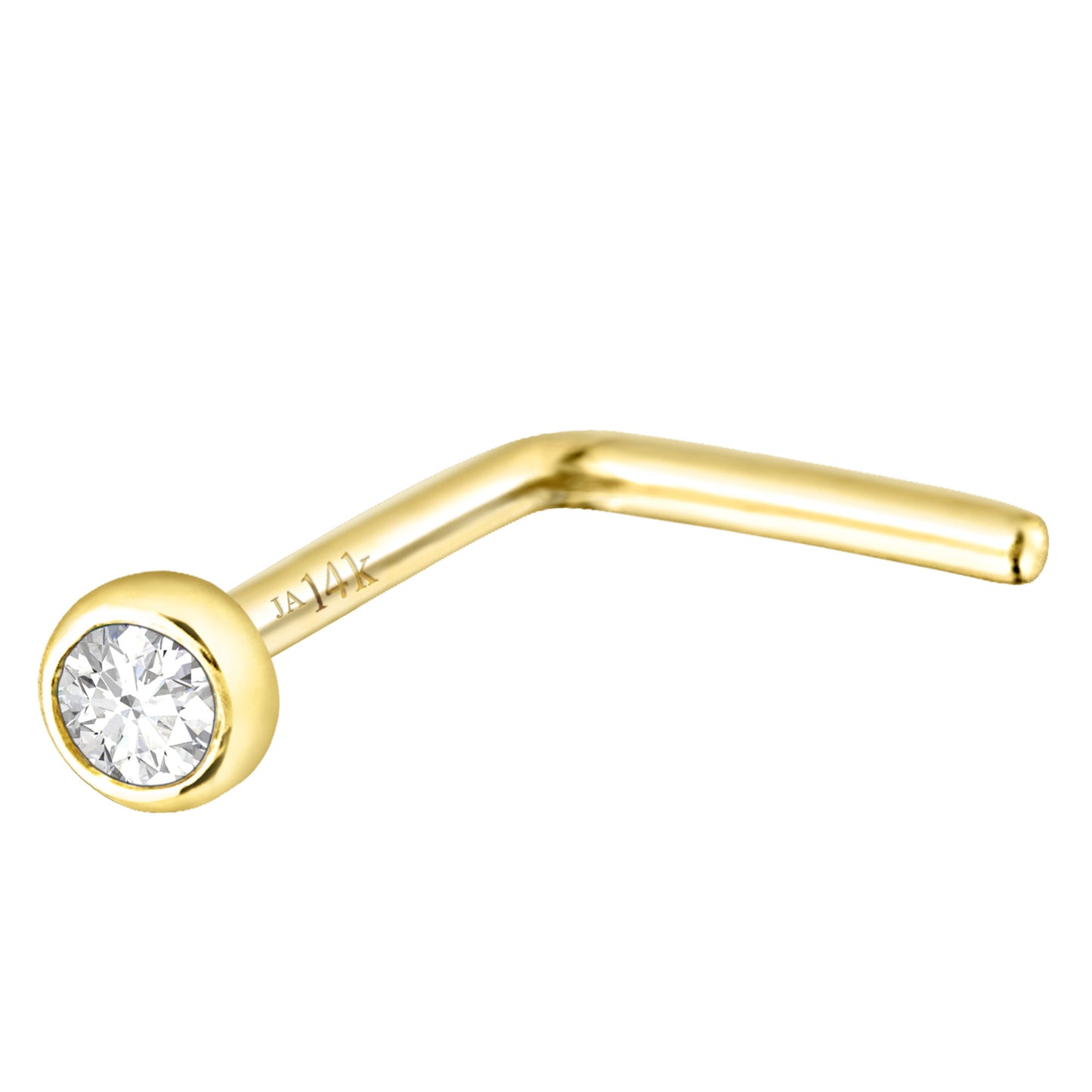 Jewelry Avalanche 22G 14K Gold Bezel-set Moissanite L-shape Nose Stud