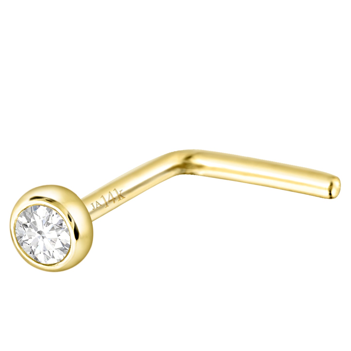 Jewelry Avalanche 22G 14K Gold Bezel-set Moissanite L-shape Nose Stud