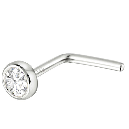 Jewelry Avalanche 22G 14K Gold Bezel-set Moissanite L-shape Nose Stud