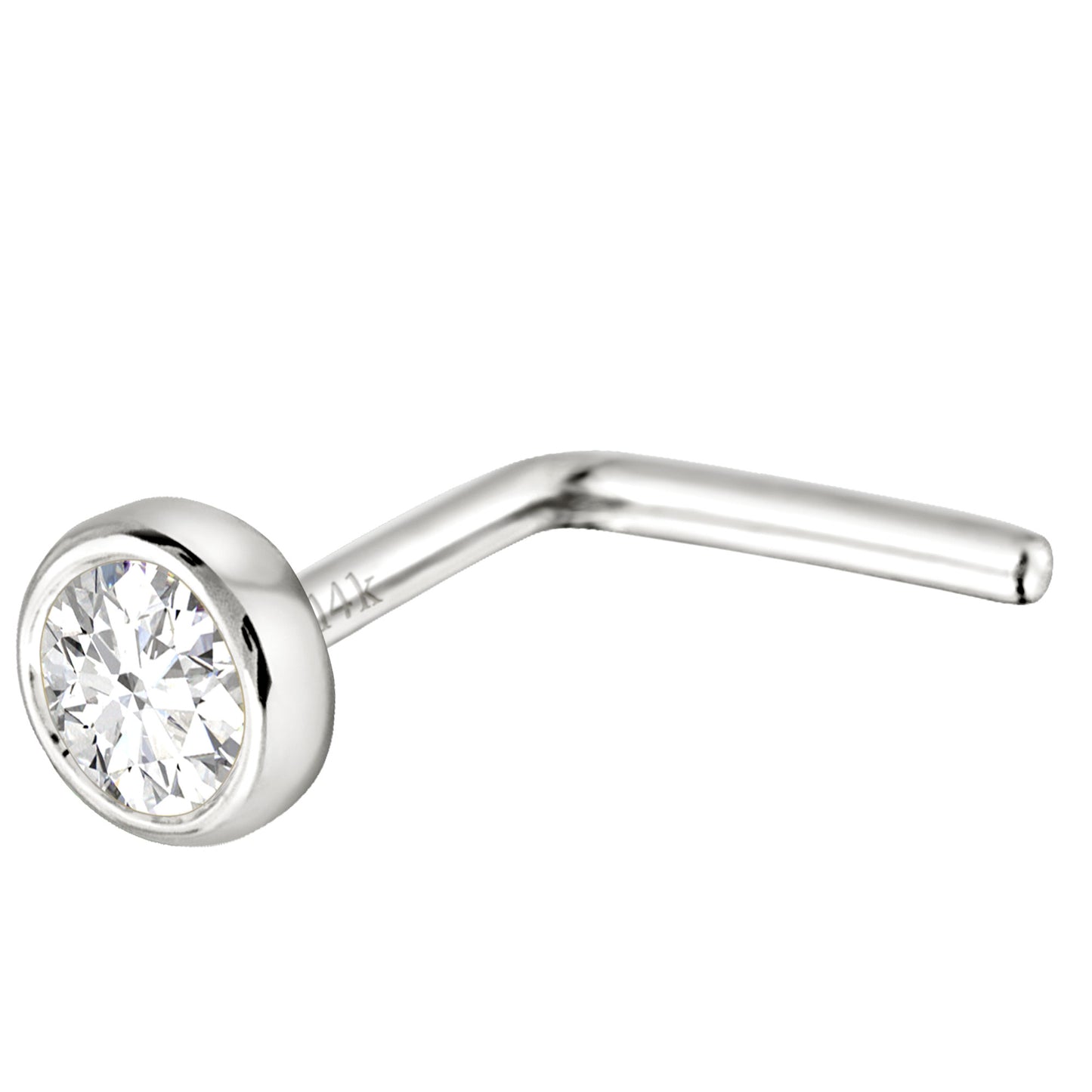 Jewelry Avalanche 22G 14K Gold Bezel-set Moissanite L-shape Nose Stud