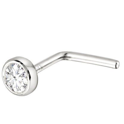 Jewelry Avalanche 22G 14K Gold Bezel-set Moissanite L-shape Nose Stud