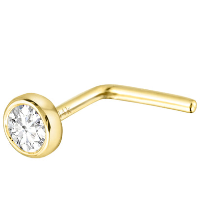 Jewelry Avalanche 22G 14K Gold Bezel-set Moissanite L-shape Nose Stud