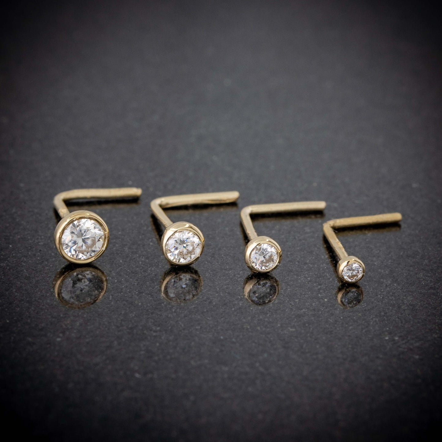 Jewelry Avalanche 22G 14K Gold Bezel-set Diamond L-shape Nose Stud