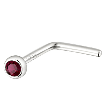 Jewelry Avalanche 22G 14K Gold Bezel-set Ruby L-shape Nose Stud