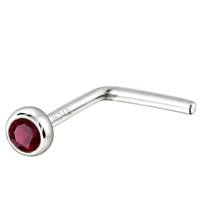 Jewelry Avalanche 22G 14K Gold Bezel-set Ruby L-shape Nose Stud