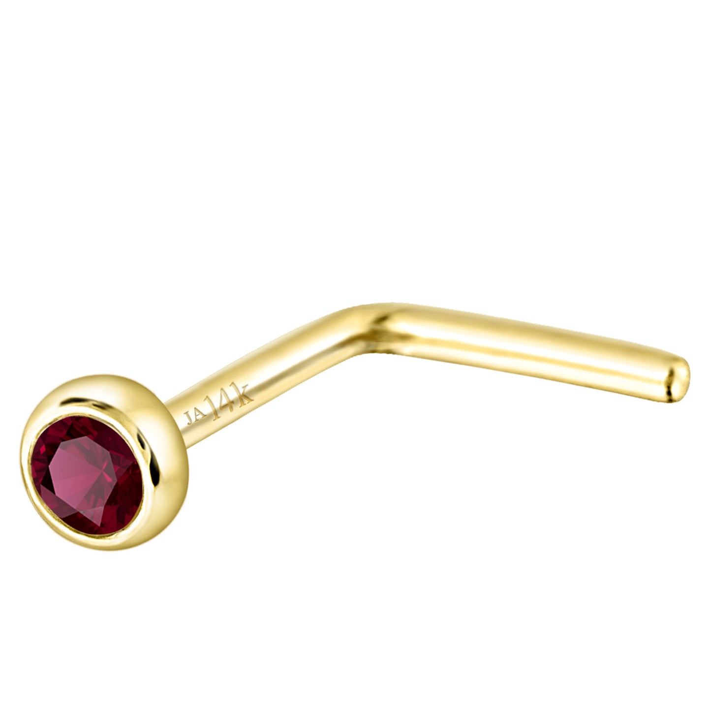 Jewelry Avalanche 22G 14K Gold Bezel-set Ruby L-shape Nose Stud