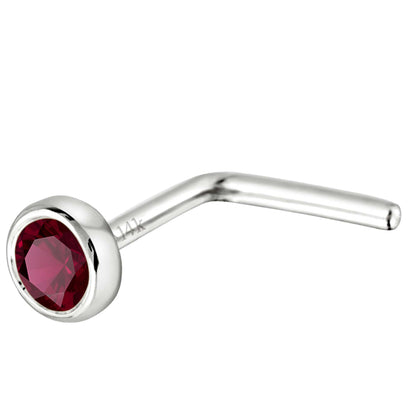 Jewelry Avalanche 22G 14K Gold Bezel-set Ruby L-shape Nose Stud