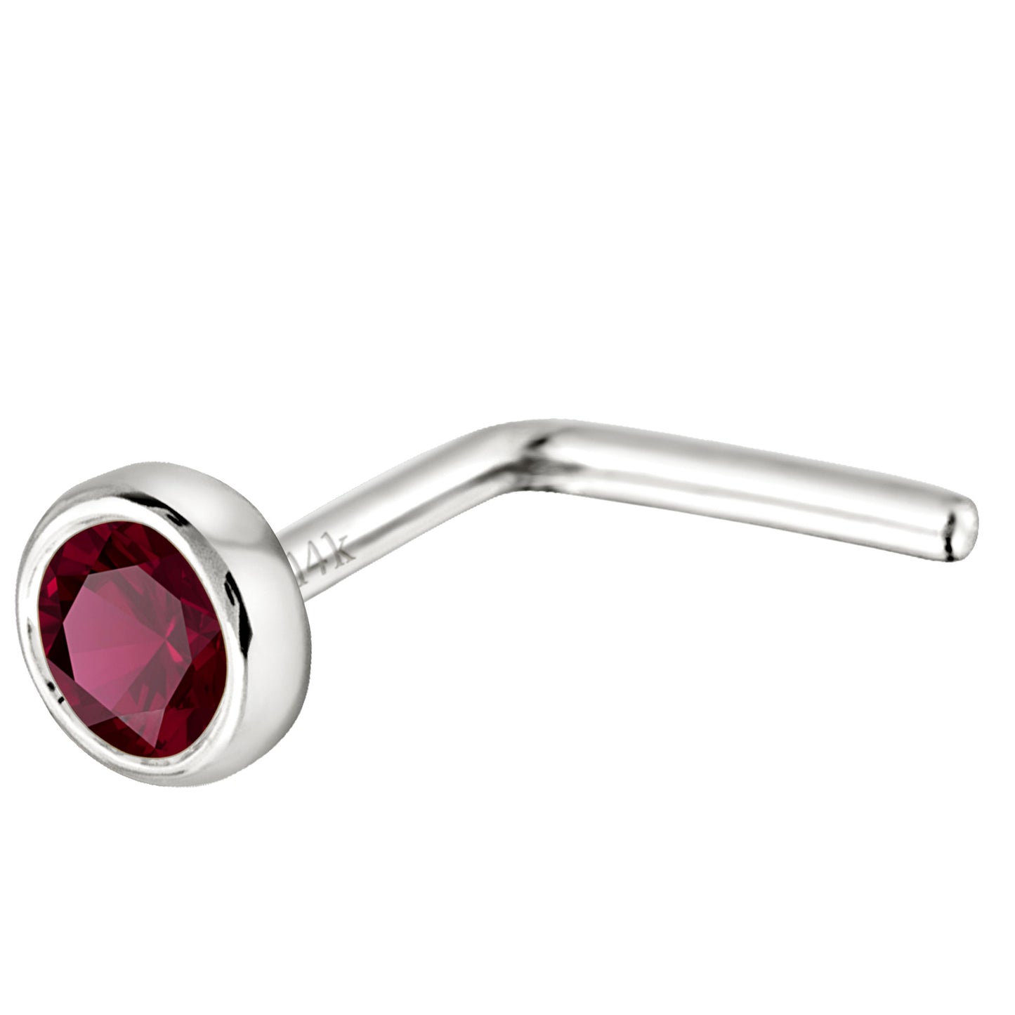 Jewelry Avalanche 22G 14K Gold Bezel-set Ruby L-shape Nose Stud