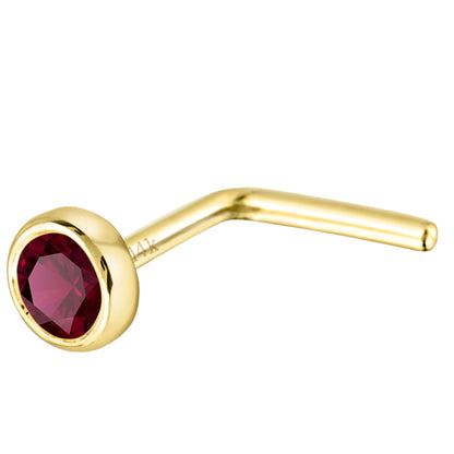 Jewelry Avalanche 22G 14K Gold Bezel-set Ruby L-shape Nose Stud