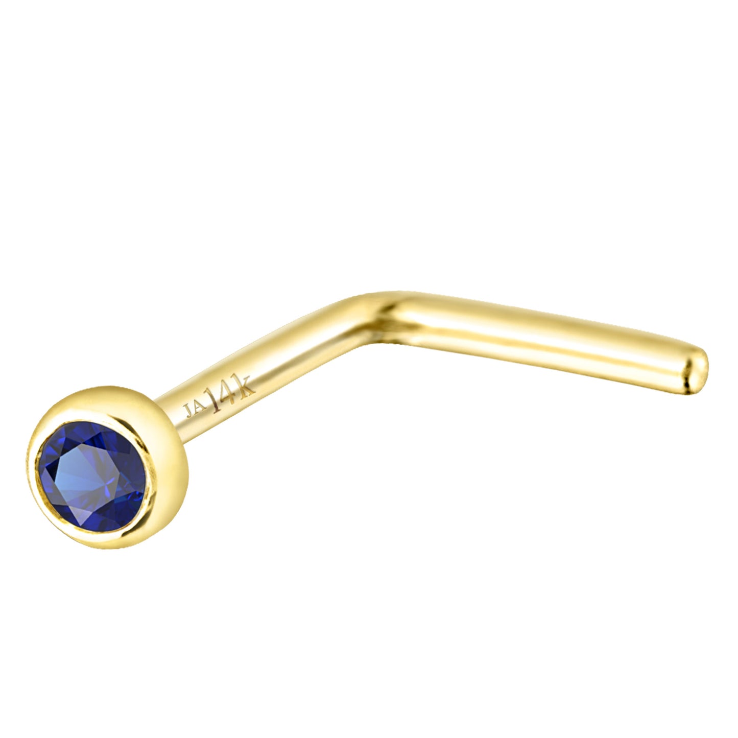 Jewelry Avalanche 22G 14K Gold Bezel-set Blue Sapphire L-shape Nose Stud