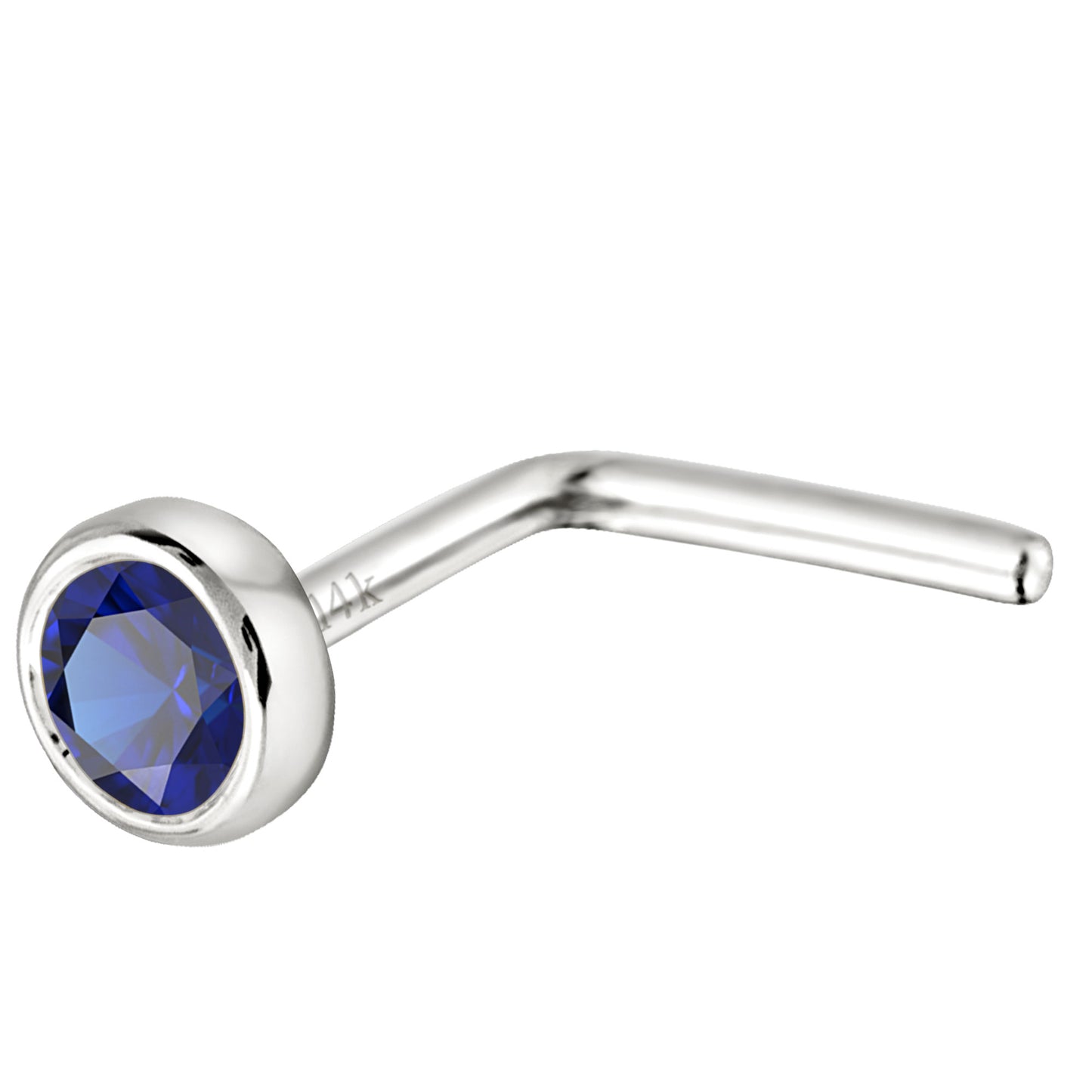 Jewelry Avalanche 22G 14K Gold Bezel-set Blue Sapphire L-shape Nose Stud