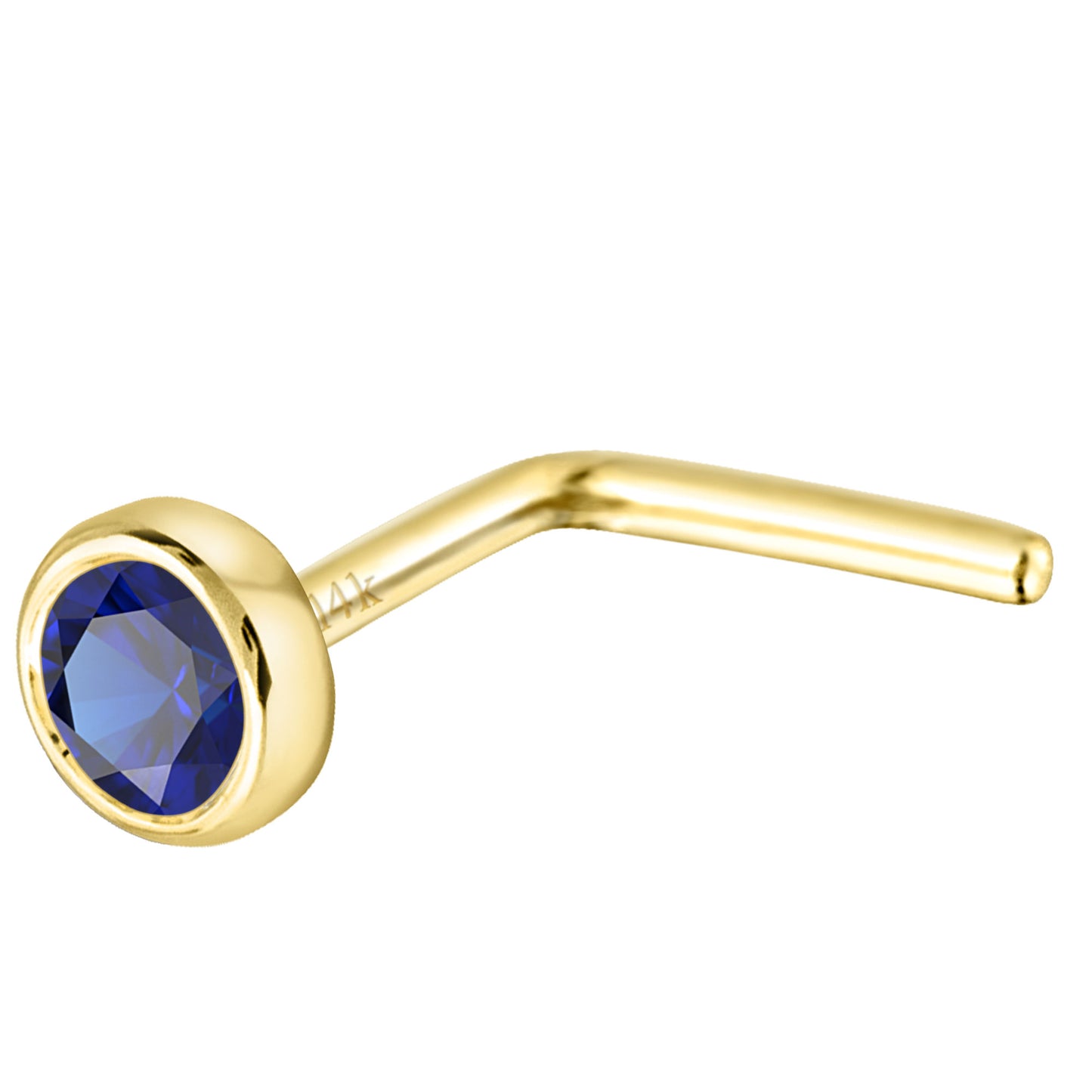Jewelry Avalanche 22G 14K Gold Bezel-set Blue Sapphire L-shape Nose Stud