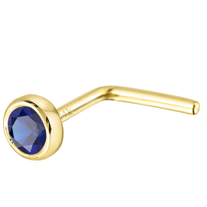 Jewelry Avalanche 22G 14K Gold Bezel-set Blue Sapphire L-shape Nose Stud